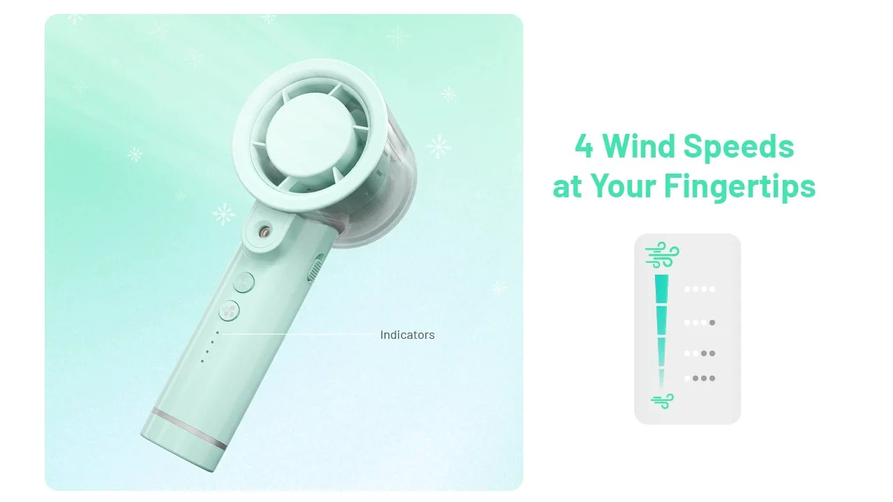 izzCool 20 (Green) - Handheld Air Conditioner Fan (2,000mAh) - Image 24
